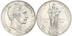 2 Gulden Reino de Baviera (1806 - 1918) Plata Maximiliano II de Baviera(1811 - 1864)
