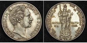 2 Gulden Reino de Baviera (1806 - 1918) Plata Maximiliano II de Baviera(1811 - 1864)