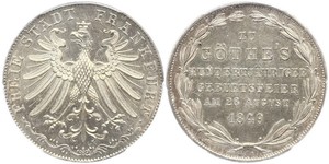 2 Gulden Freie Stadt Frankfurt Silber 