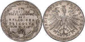 2 Gulden Freie Stadt Frankfurt Silber 