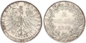 2 Gulden Freie Stadt Frankfurt Silber 