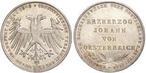 2 Gulden Freie Stadt Frankfurt Silber 