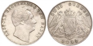 2 Gulden Grand Duchy of Baden (1806-1918) Silber Leopold (Baden)(1790 – 1852)