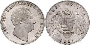 2 Gulden Grand Duchy of Baden (1806-1918) Silber Leopold (Baden)(1790 – 1852)