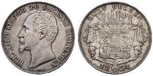 2 Gulden Herzogtum Sachsen-Meiningen (1680 - 1918) Silber Bernhard II. (Sachsen-Meiningen)