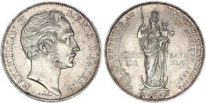 2 Gulden Königreich Bayern (1806 - 1918) Silber Maximilian II. Joseph (Bayern)(1811 - 1864)