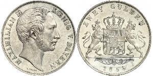 2 Gulden Königreich Bayern (1806 - 1918) Silber Maximilian II. Joseph (Bayern)(1811 - 1864)
