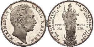 2 Gulden Königreich Bayern (1806 - 1918) Silber Maximilian II. Joseph (Bayern)(1811 - 1864)
