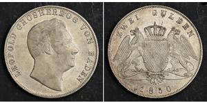 2 Gulden Grand Duchy of Baden (1806-1918) Silver Leopold, Grand Duke of Baden (1790 – 1852)