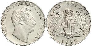 2 Gulden Grand Duchy of Baden (1806-1918) Silver Leopold, Grand Duke of Baden (1790 – 1852)