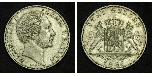 2 Gulden Kingdom of Bavaria (1806 - 1918) Silver Maximilian II of Bavaria (1811 - 1864)