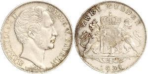 2 Gulden Kingdom of Bavaria (1806 - 1918) Silver Maximilian II of Bavaria (1811 - 1864)