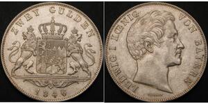 2 Gulden Kingdom of Bavaria (1806 - 1918) Silver Ludwig I of Bavaria (1786 – 1868)