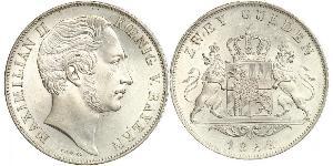 2 Gulden Kingdom of Bavaria (1806 - 1918) Silver Maximilian II of Bavaria (1811 - 1864)