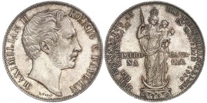 2 Gulden Kingdom of Bavaria (1806 - 1918) Silver Maximilian II of Bavaria (1811 - 1864)