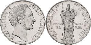 2 Gulden Kingdom of Bavaria (1806 - 1918) Silver Maximilian II of Bavaria (1811 - 1864)