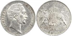2 Gulden Kingdom of Bavaria (1806 - 1918) Silver Maximilian II of Bavaria (1811 - 1864)