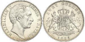 2 Gulden Kingdom of Bavaria (1806 - 1918) Silver Maximilian II of Bavaria (1811 - 1864)