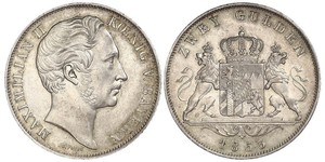 2 Gulden Kingdom of Bavaria (1806 - 1918) Silver Maximilian II of Bavaria (1811 - 1864)