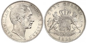 2 Gulden Kingdom of Bavaria (1806 - 1918) Silver Maximilian II of Bavaria (1811 - 1864)