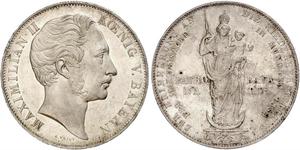 2 Gulden Kingdom of Bavaria (1806 - 1918) Silver Maximilian II of Bavaria (1811 - 1864)