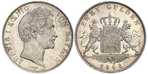 2 Gulden Kingdom of Bavaria (1806 - 1918) Silver Ludwig I of Bavaria (1786 – 1868)