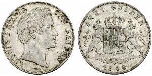 2 Gulden Kingdom of Bavaria (1806 - 1918) Silver Ludwig I of Bavaria (1786 – 1868)