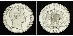 2 Gulden Kingdom of Bavaria (1806 - 1918) Silver Ludwig I of Bavaria (1786 – 1868)