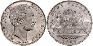 2 Gulden Kingdom of Bavaria (1806 - 1918) Silver Maximilian II of Bavaria (1811 - 1864)