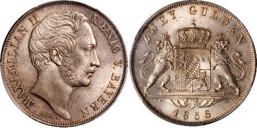 2 Gulden Kingdom of Bavaria (1806 - 1918) Silver Maximilian II of Bavaria (1811 - 1864)