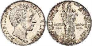 2 Gulden 巴伐利亞王國 (1806 - 1918) 銀 马克西米利安二世 (巴伐利亚国王)