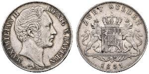 2 Gulden 巴伐利亞王國 (1806 - 1918) 銀 马克西米利安二世 (巴伐利亚国王)