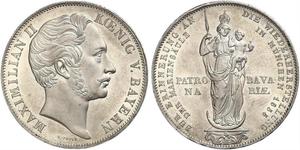 2 Gulden 巴伐利亞王國 (1806 - 1918) 銀 马克西米利安二世 (巴伐利亚国王)