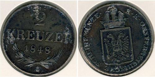 2 Kreuzer Imperio austríaco (1804-1867) Cobre 