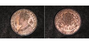 2 Krone Suède Argent Oscar II de Suède (1829-1907)