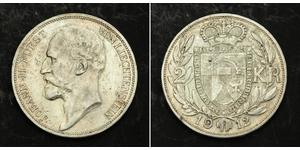 2 Krone Liechtenstein (1719 - ) Argento Johann II, Prince of Liechtenstein (1840-1929)