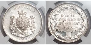 2 Krone Norvegia Argento Haakon VII di Norvegia (1872 - 1957)