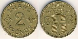 2 Krone Islande (1944 - ) Bronze/Aluminium 