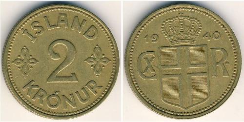 2 Krone Islande (1944 - ) Bronze/Aluminium 