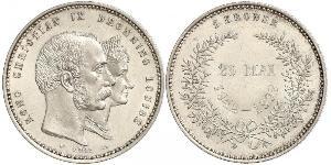 2 Krone Dinamarca Plata Christian IX de Dinamarca (1818-1906)