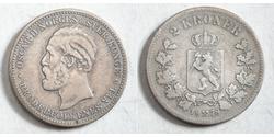 2 Krone United Kingdoms of Sweden and Norway (1814-1905) Plata Óscar II de Suecia (1829-1907)