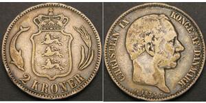 2 Krone Dänemark Silber 