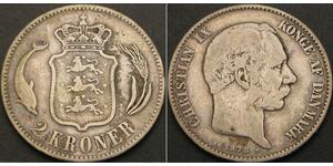 2 Krone Dänemark Silber 