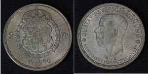 2 Krone Schweden Silber Gustav V. (Schweden) (1858 - 1950)