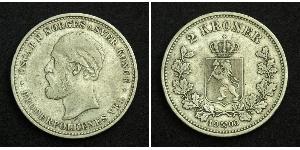 2 Krone United Kingdoms of Sweden and Norway (1814-1905) Silber Oskar II. (Schweden) (1829-1907)