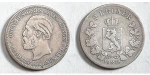2 Krone United Kingdoms of Sweden and Norway (1814-1905) Silber Oskar II. (Schweden) (1829-1907)