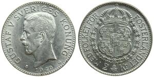 2 Krone Sweden Silver Gustaf V of Sweden (1858 - 1950)