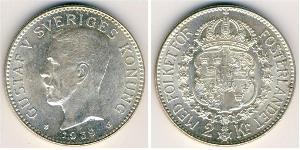 2 Krone Sweden Silver Gustaf V of Sweden (1858 - 1950)