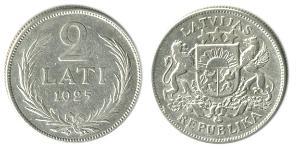 2 Lats Letonia Plata 