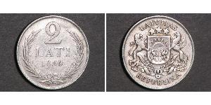 2 Lats Lettland Silber 